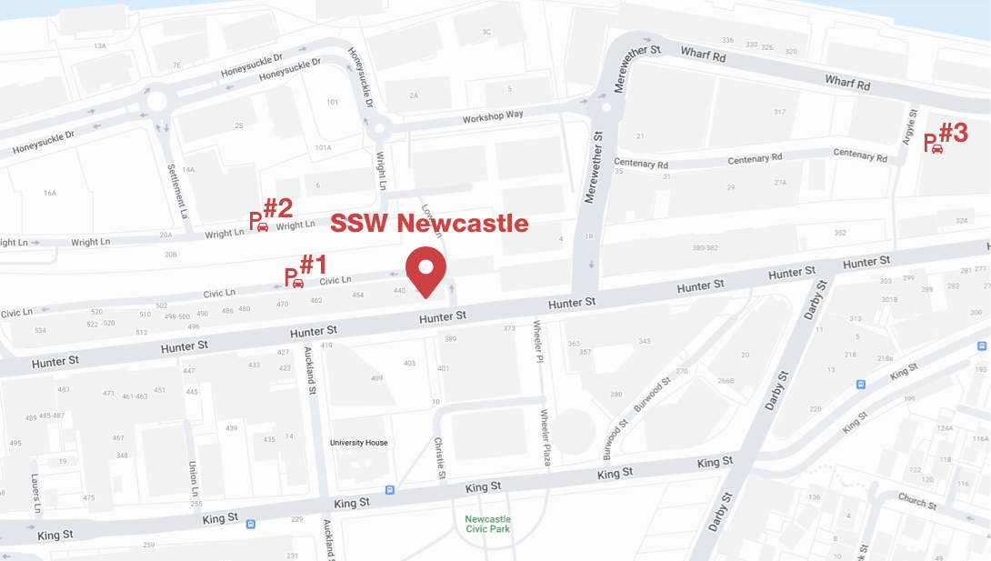 SSW Newcastle map